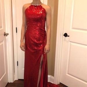 Full Sequin Red Gown
